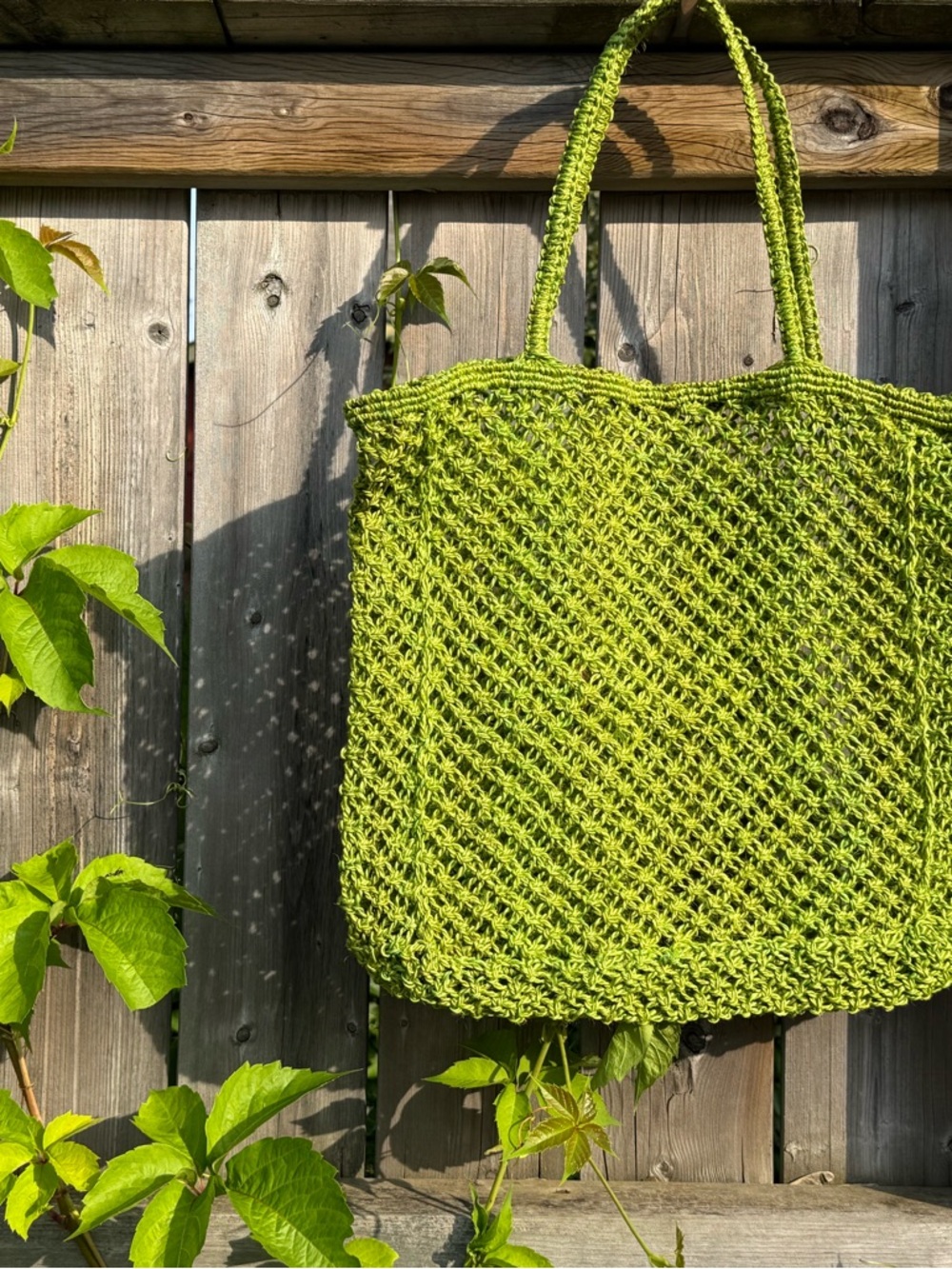 Handwoven Lime Green Crochet Tote Bag